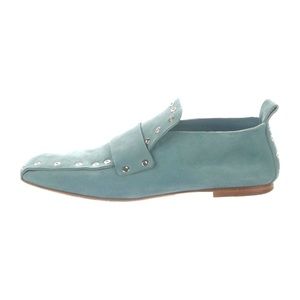 CÈLINE PARIS BY PHOEBE PHILO BLUE SUEDE LOAFERS SQUARE TOE FLATS 38 EU